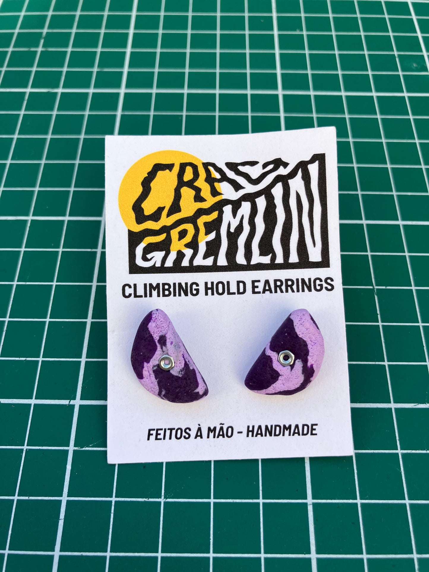 Climbing Hold Earrings - Marbled Purple
