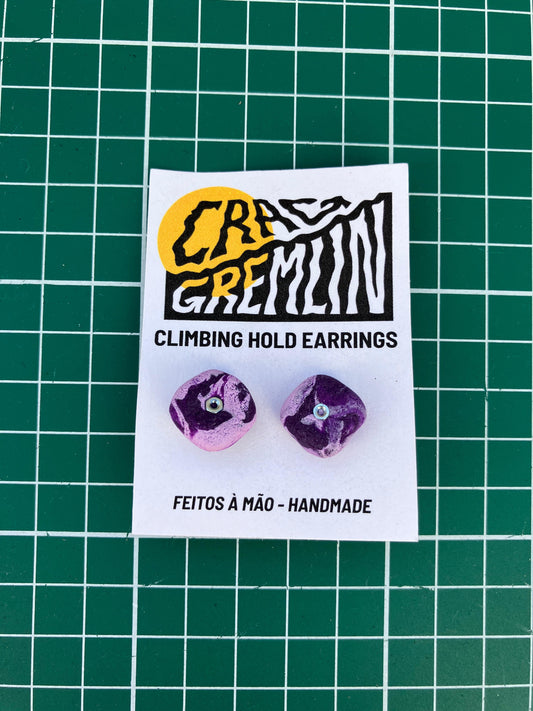 Climbing Hold Earrings - Marbled Purple