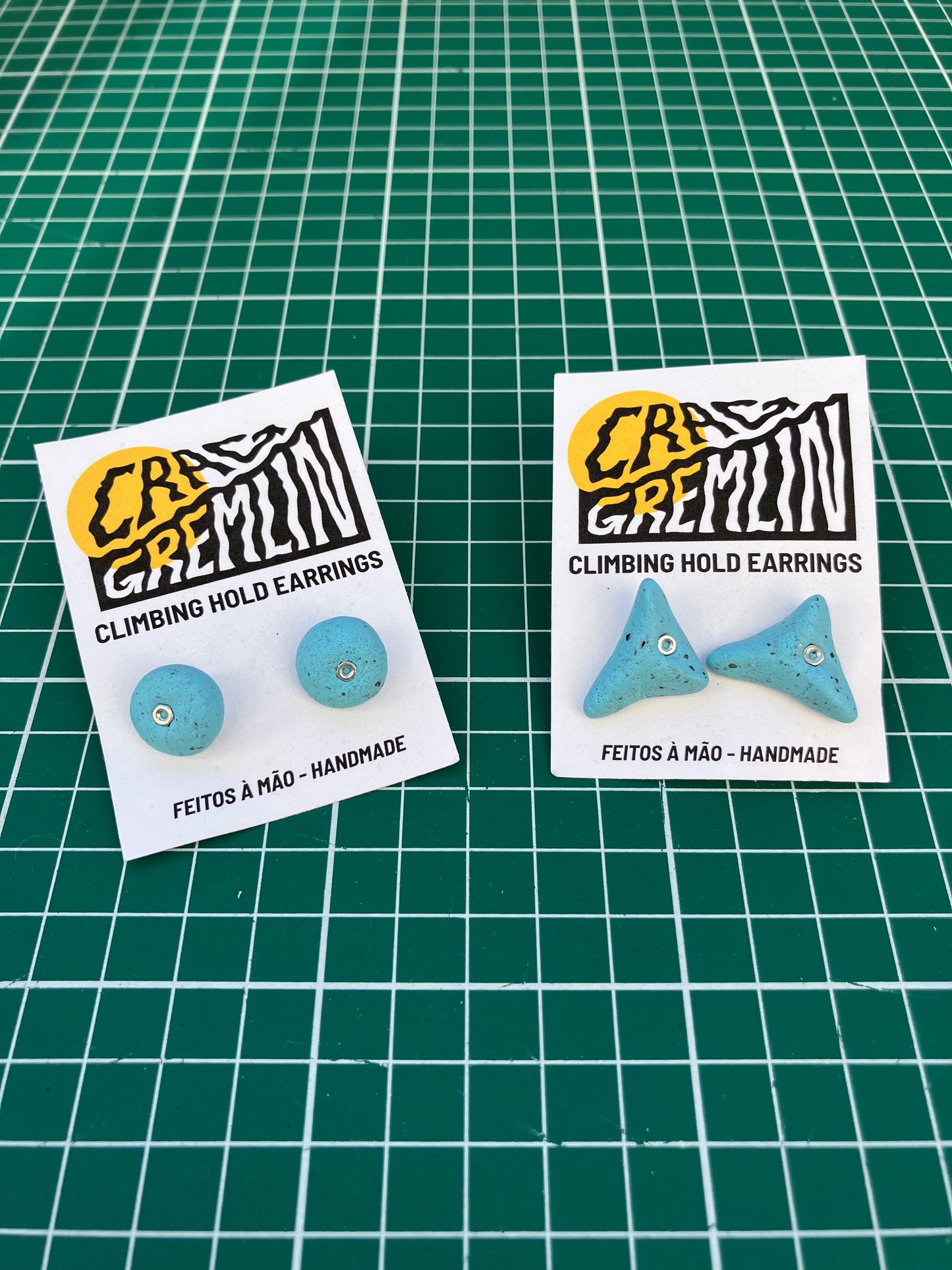 Climbing Hold Earrings - Speckled Blue