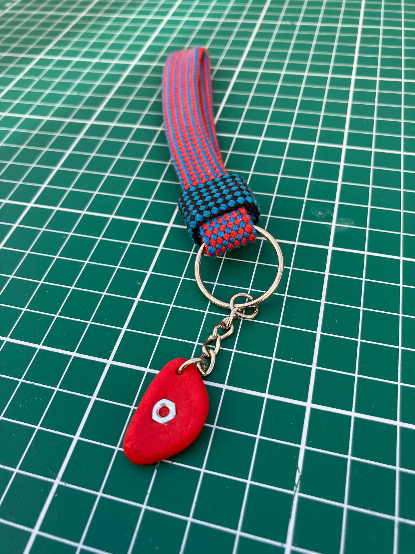 Recycled Climbing Rope Keychain - Red & Blue
