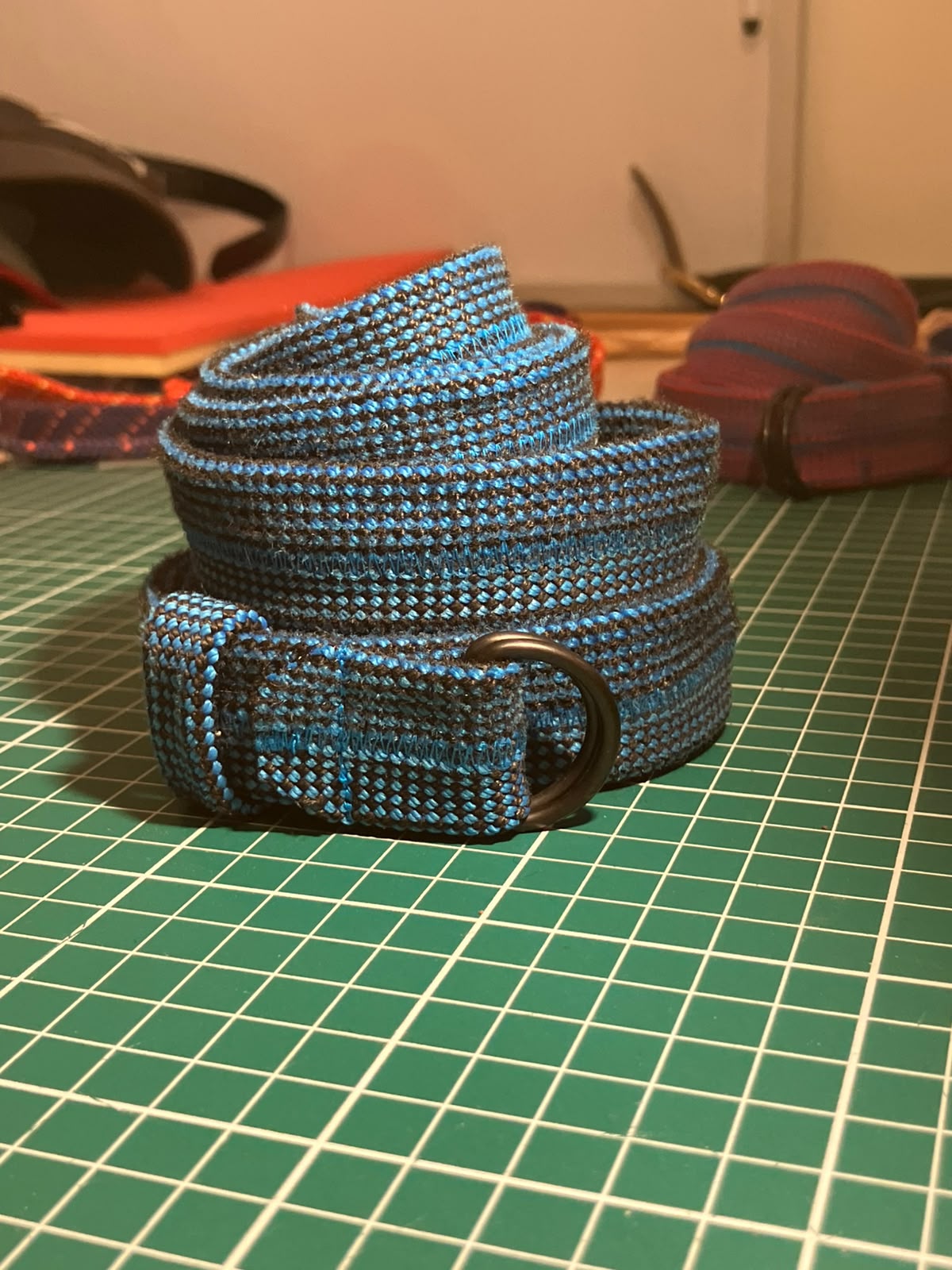Recycled Rope Belt with D-Ring Buckle - Blue and Black