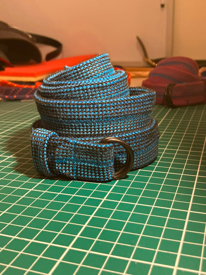 Recycled Rope Belt with D-Ring Buckle - Blue and Black