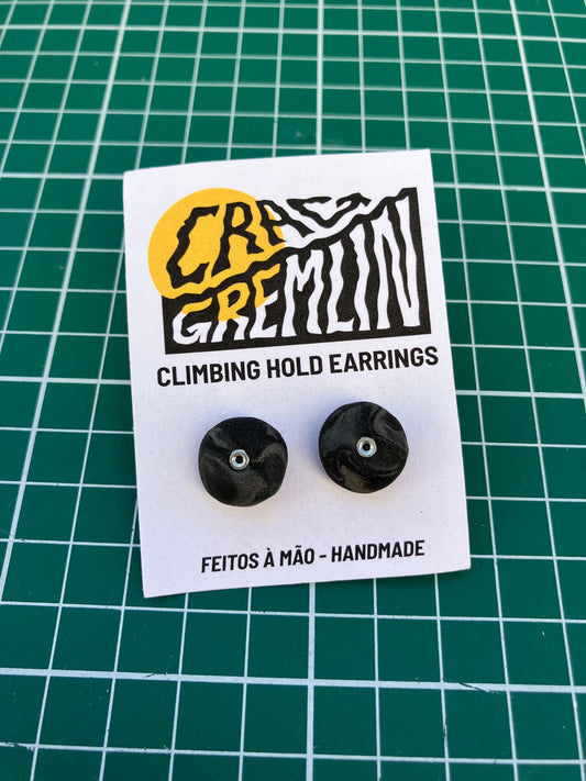 Climbing Hold Earrings - Marbled Black Slopers