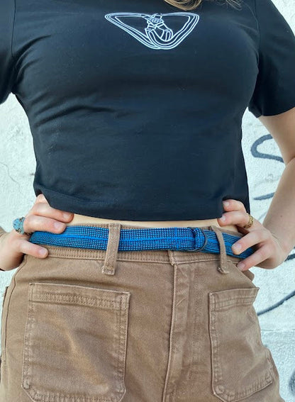 Recycled Rope Belt with D-Ring Buckle - Blue and Black
