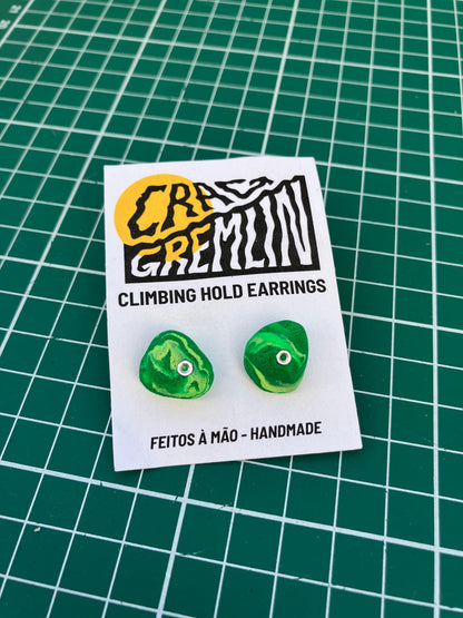 Climbing Hold Earrings - Marbled Green