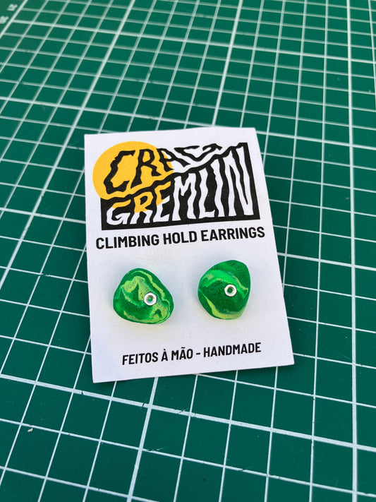 Climbing Hold Earrings - Marbled Green