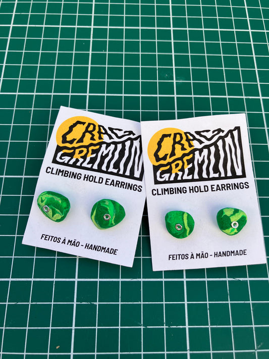 Climbing Hold Earrings - Marbled Green