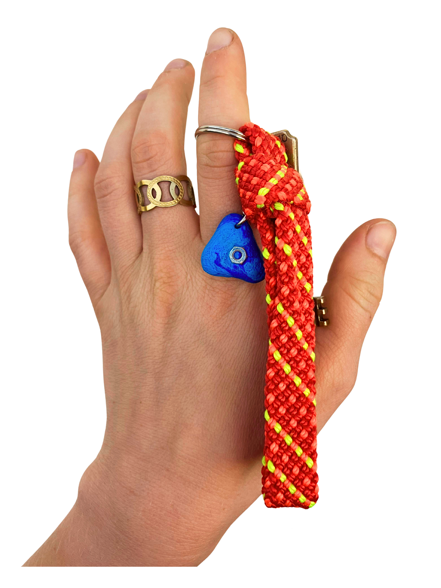 Recycled Climbing Rope Keychain - Orange & Red
