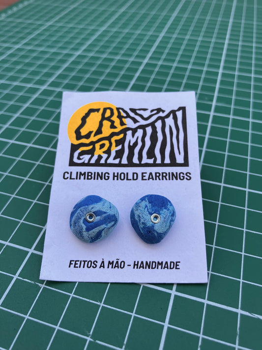 Climbing Hold Earrings - Marbled Blue