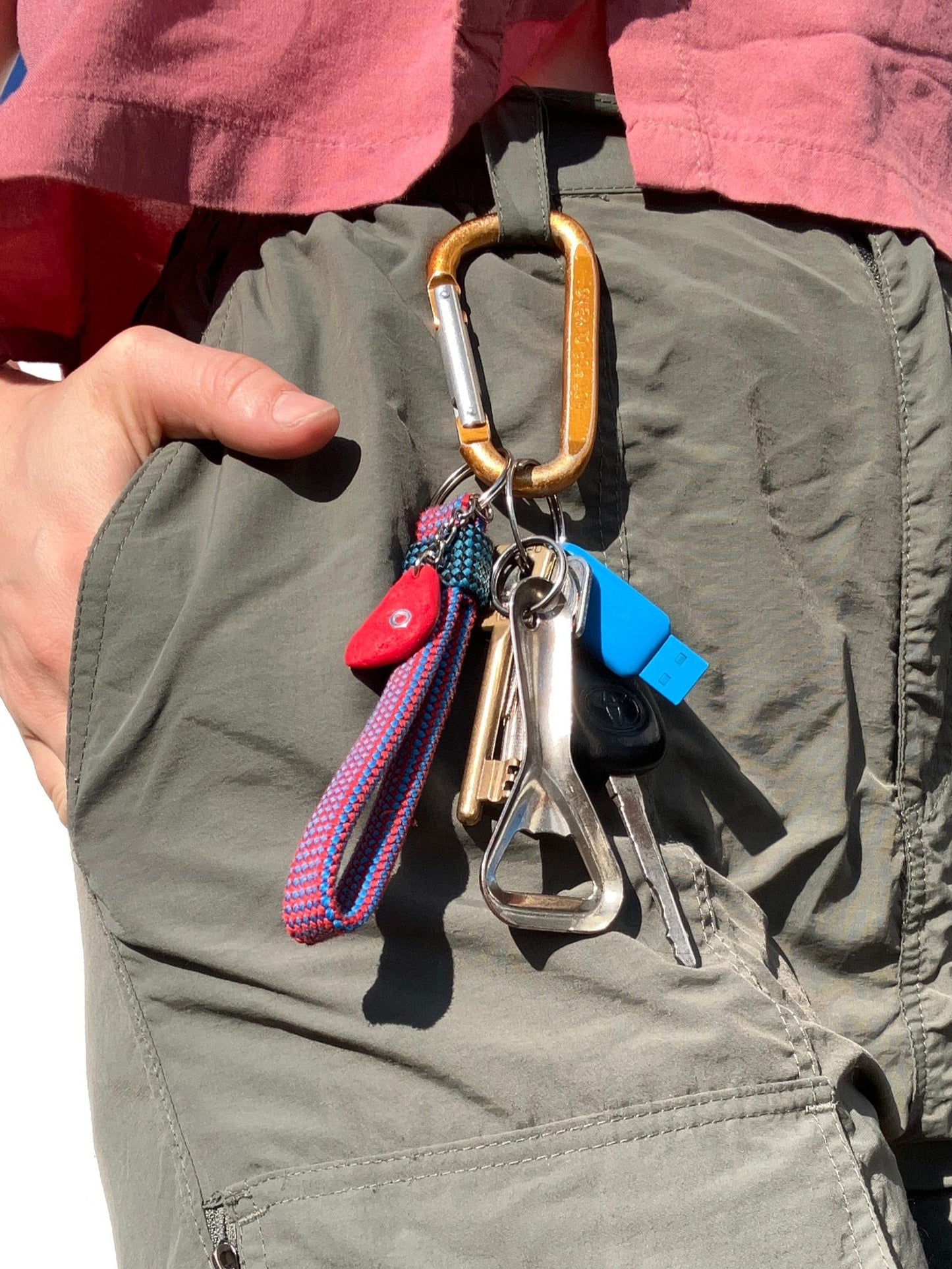 Recycled Climbing Rope Keychain - Red & Blue