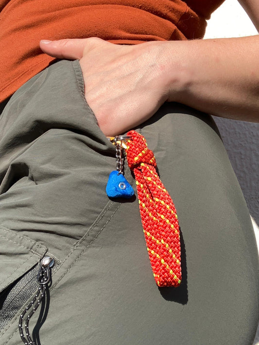 Recycled Climbing Rope Keychain - Orange & Red