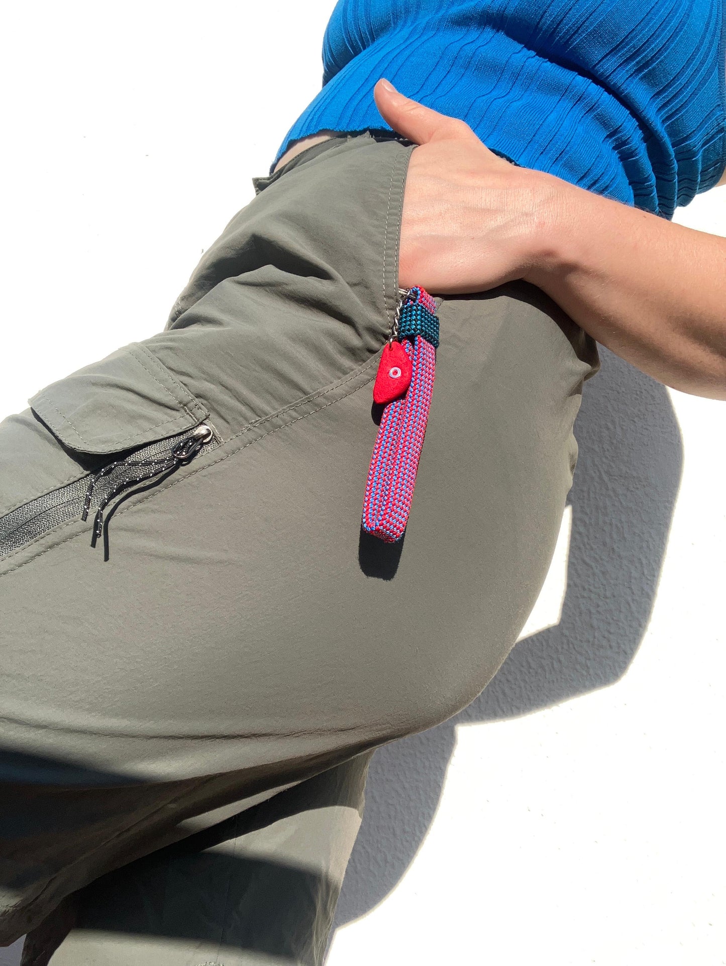 Recycled Climbing Rope Keychain - Red & Blue