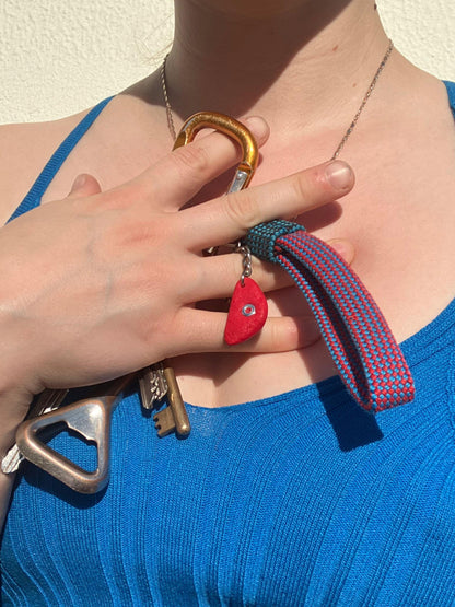 Recycled Climbing Rope Keychain - Red & Blue