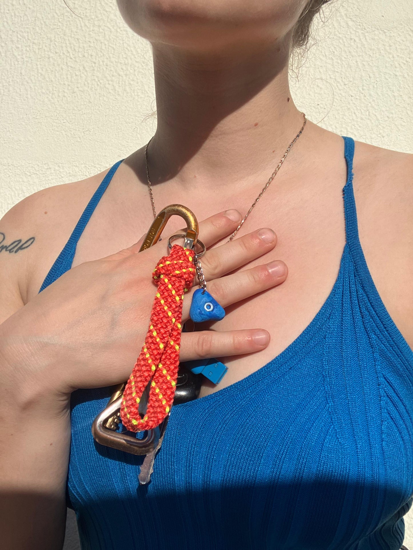 Recycled Climbing Rope Keychain - Orange & Red