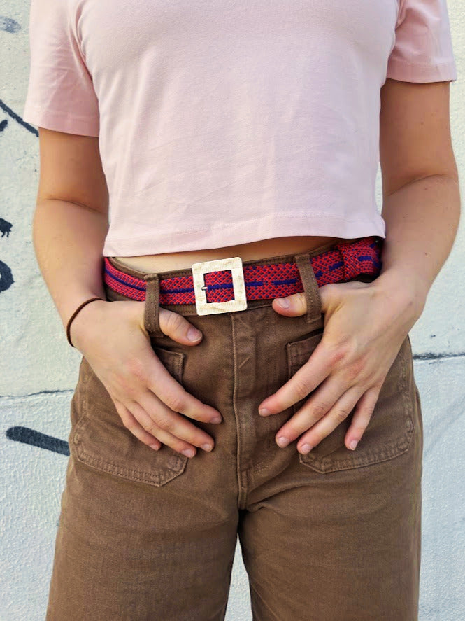 Recycled Rope Belt with Retro Silver Buckle