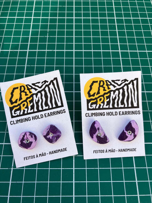 Climbing Hold Earrings - Marbled Purple