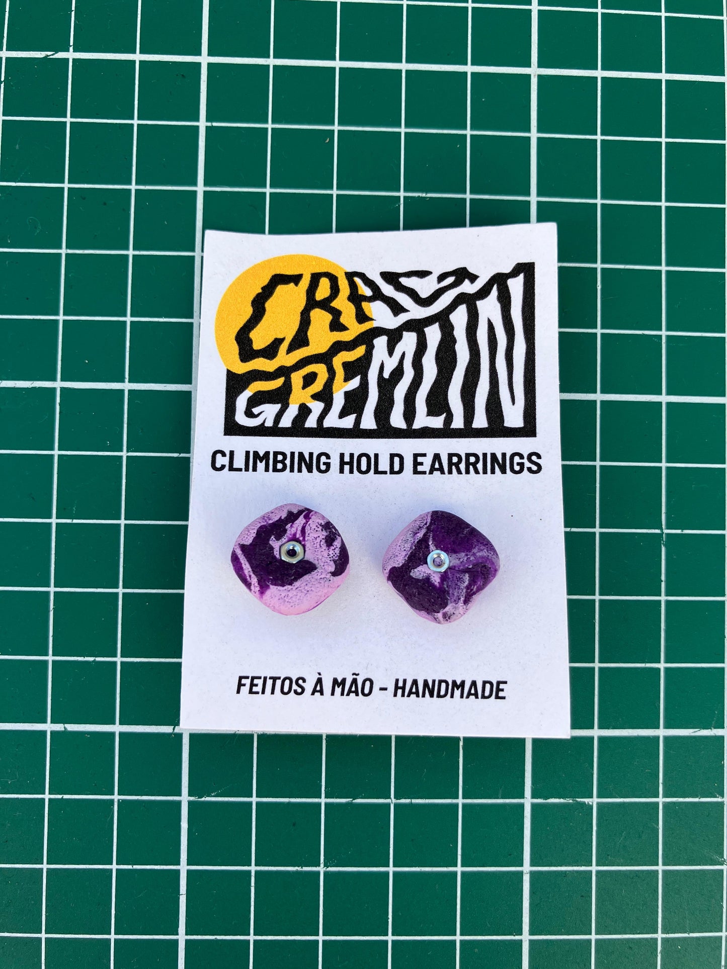 Climbing Hold Earrings - Marbled Purple
