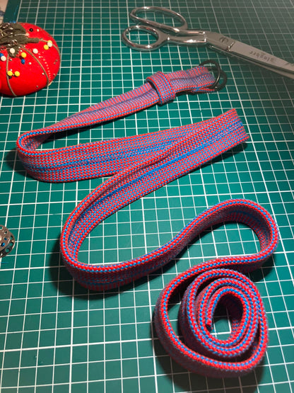 Recycled Rope Belt with D-Ring Buckle - Red and Blue