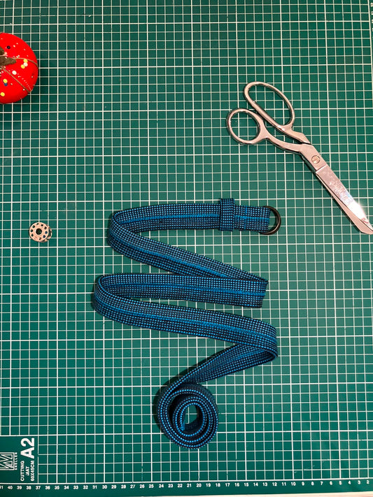 Recycled Rope Belt with D-Ring Buckle - Blue and Black